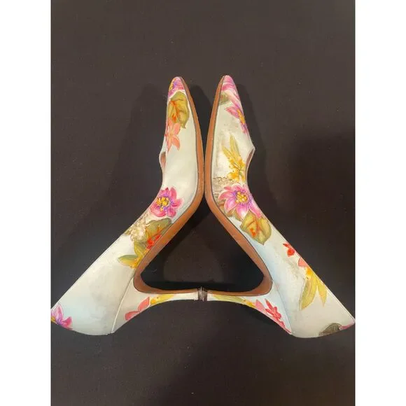 ~ Palter DeLiso 39 Monet Floral Silk Pump Size IT Italy Italian Heels Stiletto - Picture 10 of 16